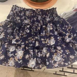 Altar'd State Navy Floral Mini Skirt